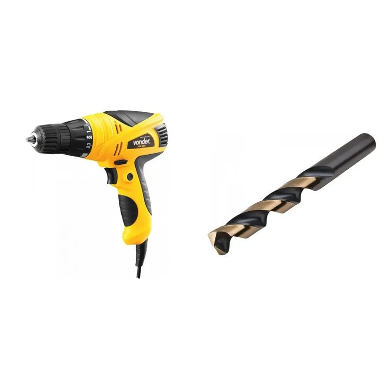 Kit Ferramentas MadeiraMadeira com Parafusadeira/ Furadeira 3/8' 127V e Broca Aço 10 mm PLUS 386587