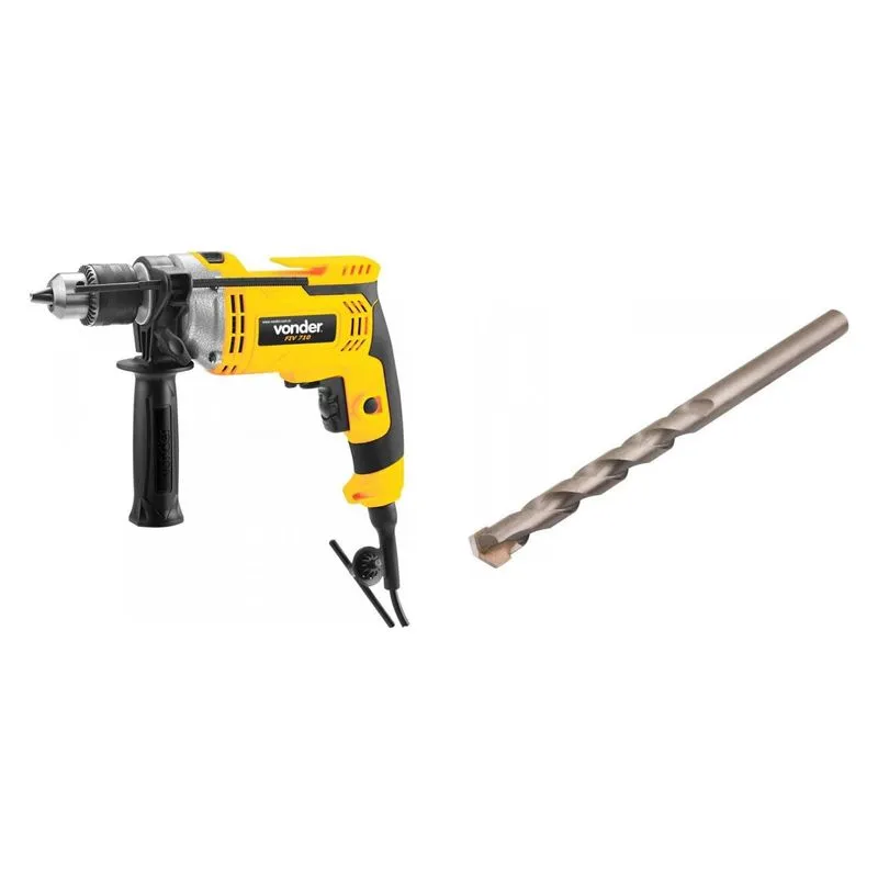 Kit Ferramentas MadeiraMadeira com Furadeira de Impacto 220V e Broca Multiuso 40mmx80mm 390893 Amarelo