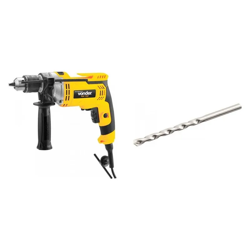 Kit Ferramentas MadeiraMadeira com Furadeira de Impacto 220V e Broca para Concreto 50mm - 3/16' 390568 Amarelo