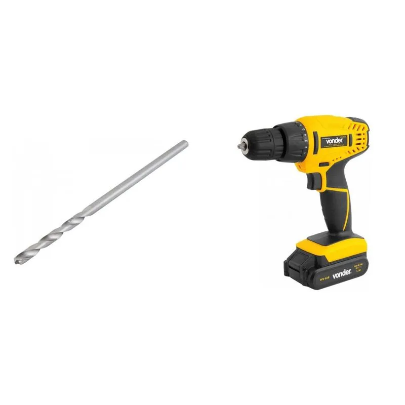 Kit Ferramentas MadeiraMadeira com Parafusadeira/Furadeira 180V Bivolt e Broca 1/4'x12' 390376 Amarelo