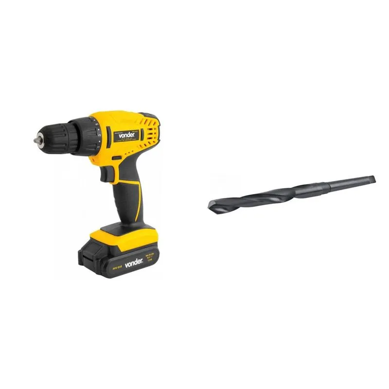 Kit Ferramentas MadeiraMadeira com Parafusadeira/Furadeira 180V Bivolt e Broca de Aço Rápido 340mm 392679 Amarelo