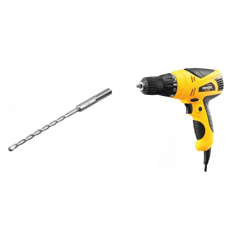 Kit Ferramentas MadeiraMadeira com Parafusadeira/ Furadeira 3/8' 127V e Broca SDS PLUS 80 mm x 200 mm x 260 mm 386186