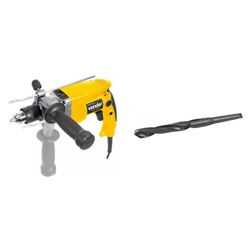 Kit Ferramentas MadeiraMadeira com Furadeira de Impacto 127V e Broca de Aço 220mm 388754 Amarelo
