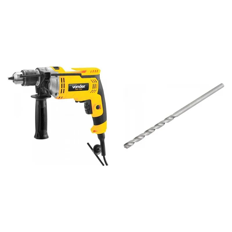 Kit Ferramentas MadeiraMadeira com Furadeira de Impacto 220V e Broca 3/8'x10' 390317 Amarelo