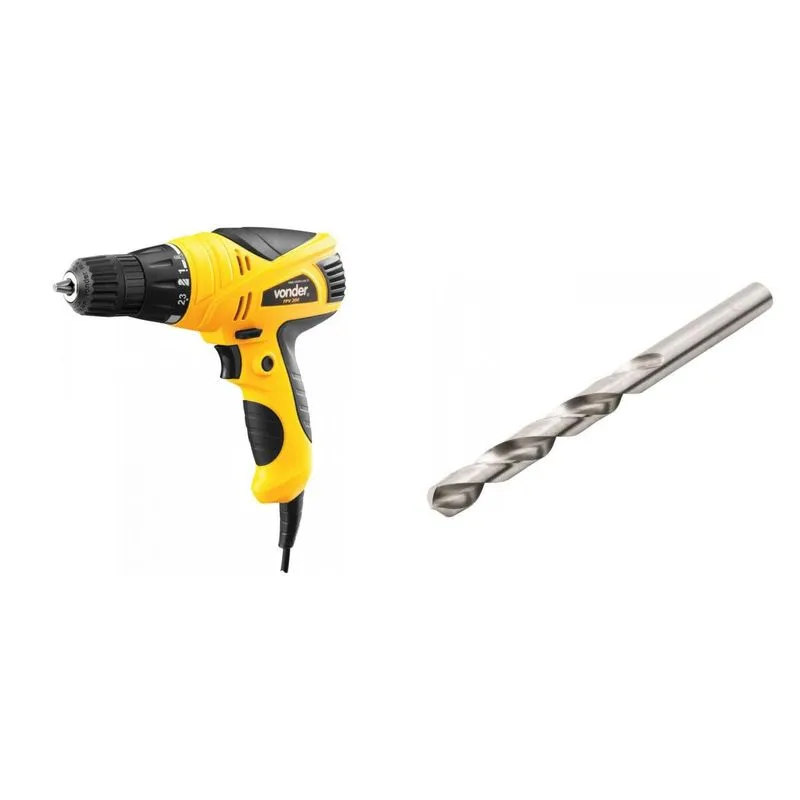 Kit Ferramentas MadeiraMadeira com Parafusadeira/ Furadeira 3/8' 220V e Broca Aço 101 mm 386688