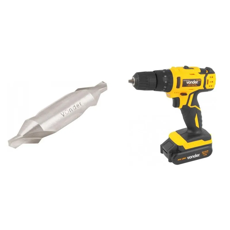 Kit Ferramentas MadeiraMadeira com Parafusadeira/Furadeira com Impacto 18V Bivolt e Broca de centro 500mmx126mm 391270 Amarelo