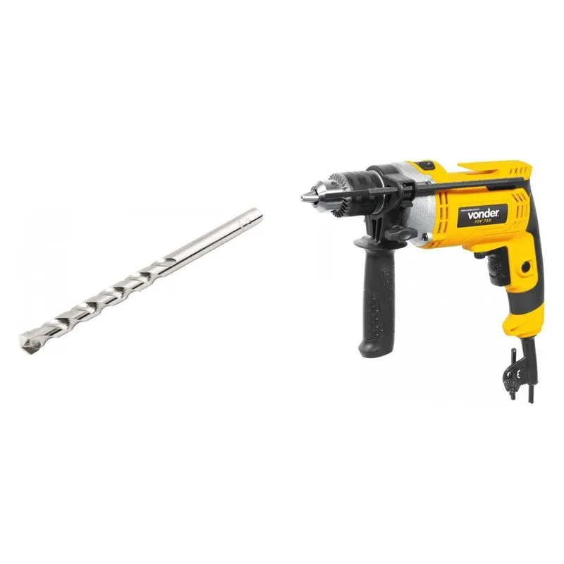 Kit Ferramentas MadeiraMadeira com Furadeira de Impacto 127V e Broca para Concreto 100mm - 13/32' 390792 Amarelo