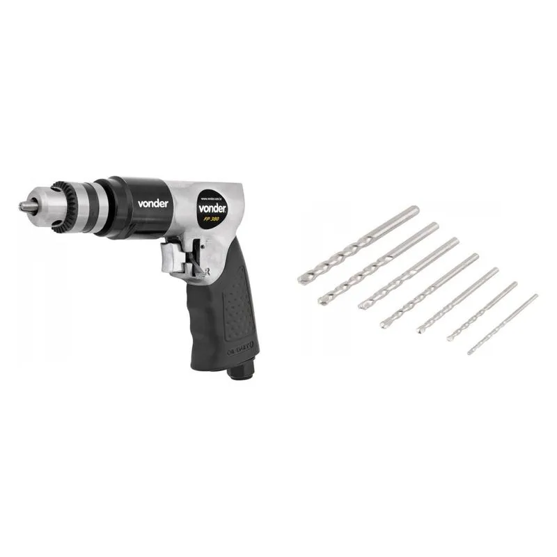 Kit Ferramentas MadeiraMadeira com Jogo de Brocas para Concreto 3mm a 10mm e Furadeira Pneumática 389920 Cinza