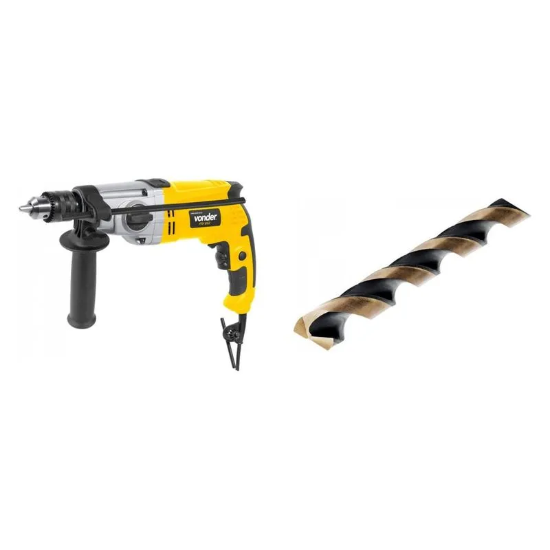 Kit Ferramentas MadeiraMadeira com Furadeira Impacto 1/2' 127V e Broca Aço 130 mm PLUS 387430