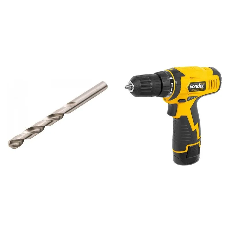 Kit Ferramentas MadeiraMadeira com Parafusadeira/Furadeira 108V Bivolt e Broca de Aço Rápido 5/8' 393569 Amarelo