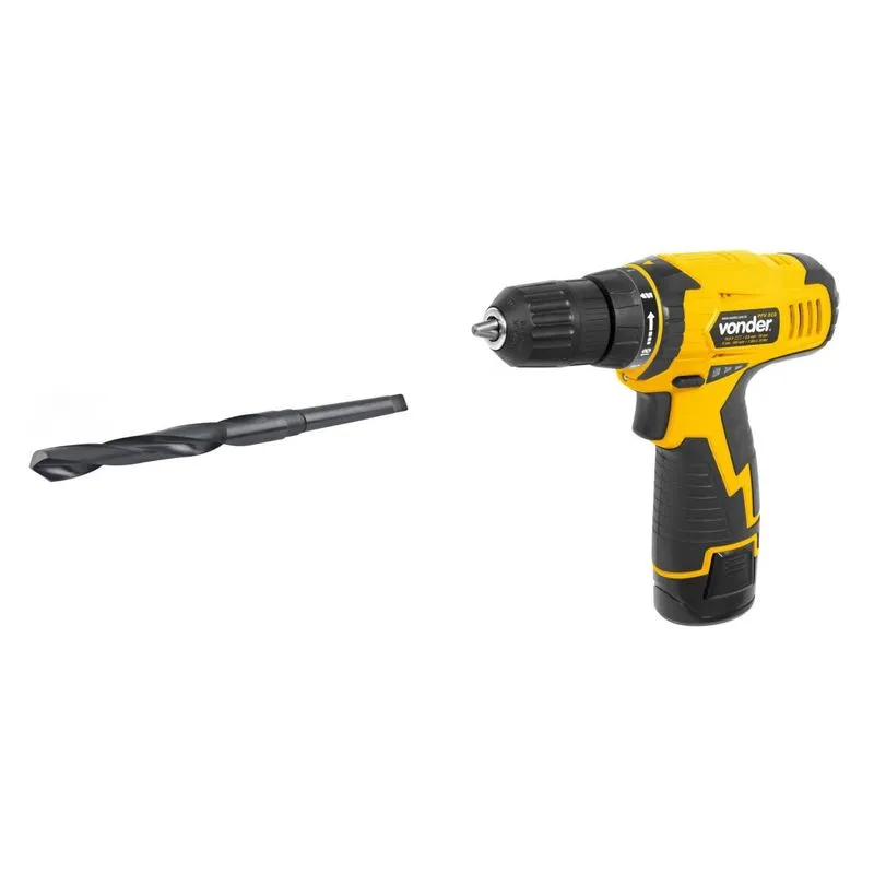 Kit Ferramentas MadeiraMadeira com Parafusadeira/Furadeira 108V Bivolt e Broca de Aço Rápido 280mm 389544 Amarelo