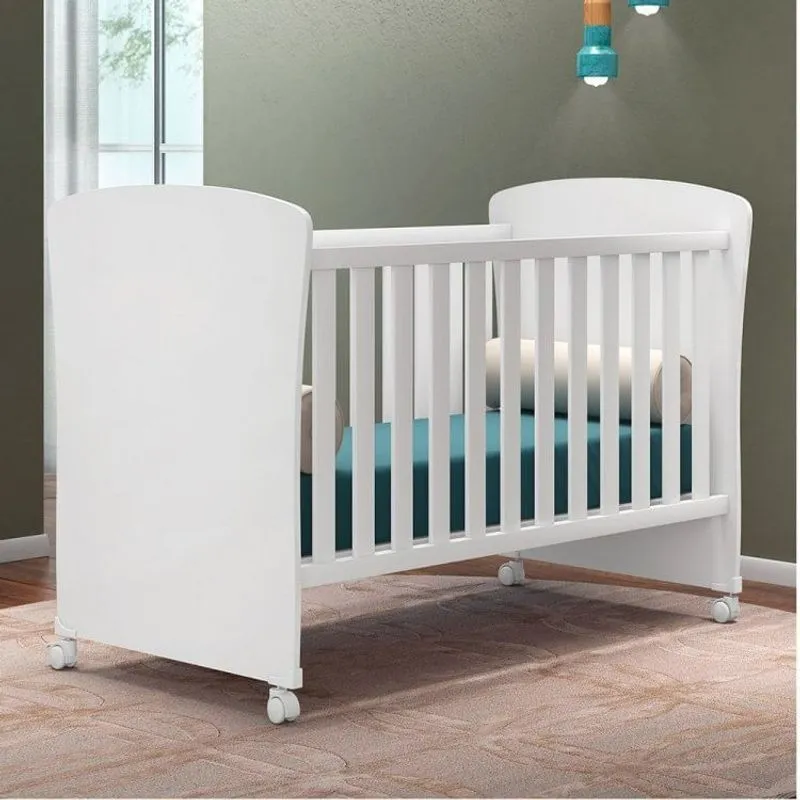 Berço Mini Cama com Rodízio Doce Sonho Branco Qmovi Branco