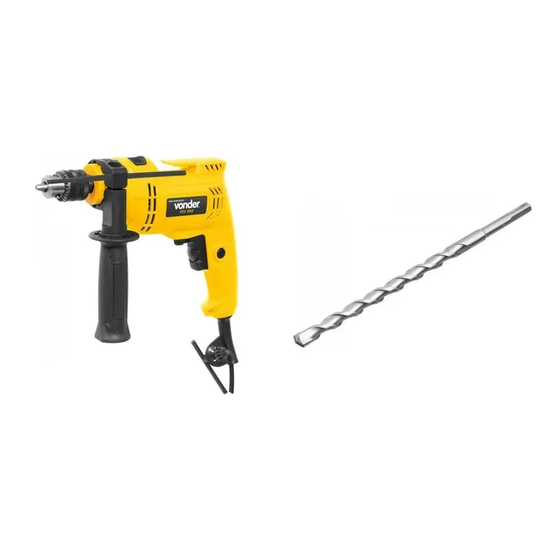 Kit Ferramentas MadeiraMadeira com Furadeira Impacto 3/8' 127V e Broca SDS PLUS 140 mm x 150 mm x 210 mm 385850