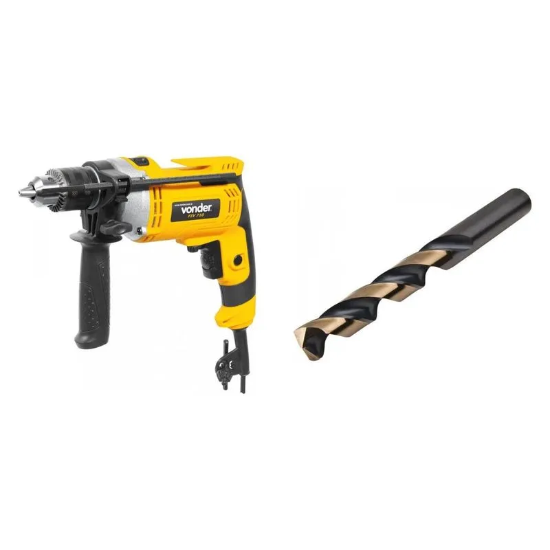 Kit Ferramentas MadeiraMadeira com Furadeira Impacto 1/2' 127V e Broca Aço 110 mm PLUS 387062