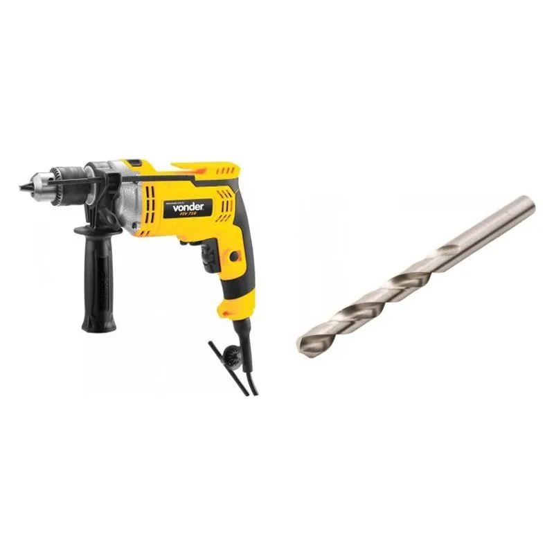 Kit Ferramentas Espresso Móveis com Furadeira de Impacto 1/2 Polegadas 220V e Broca de Aço Rápido 7/8' 394439 Amarelo