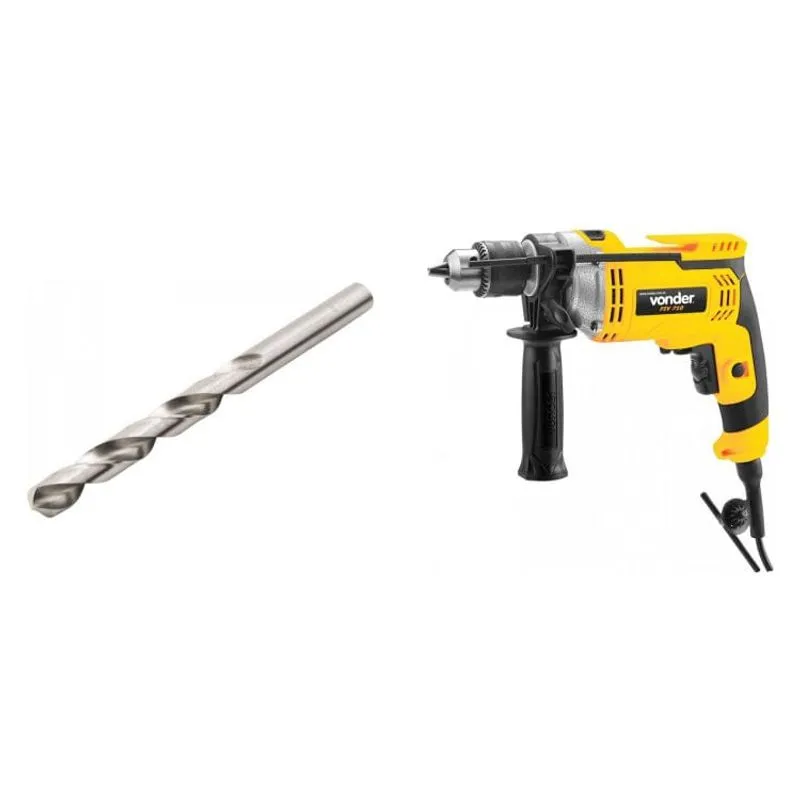 Kit Ferramentas Espresso Móveis com Furadeira de Impacto 1/2 Polegadas 220V e Broca de Aço Rápido 57mm 393887 Amarelo