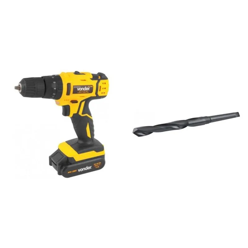 Kit Ferramentas Espresso Móveis com Parafusadeira/Furadeira com Impacto 18V Bivolt e Broca de Aço Rápido 310mm 392481 Amarelo
