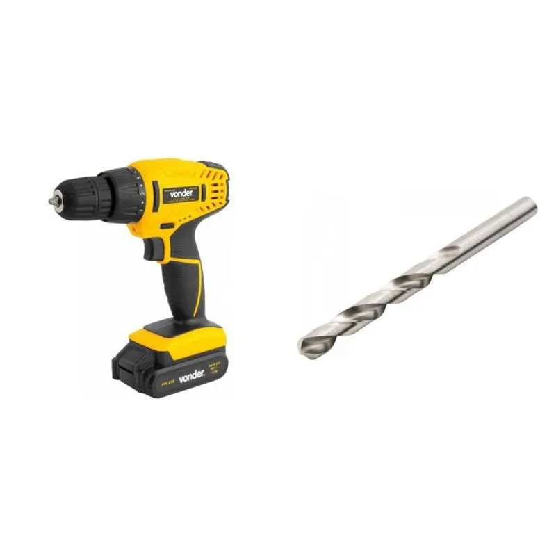 Kit Ferramentas Espresso Móveis com Parafusadeira/Furadeira 180V Bivolt e Broca de Aço Rápido 67mm 394222 Amarelo