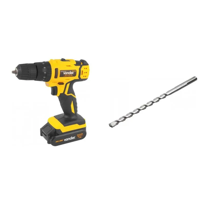 Kit Ferramentas MadeiraMadeira com Parafusadeira/furadeira e Broca 120mmx150mmx210mm 385744 Amarelo
