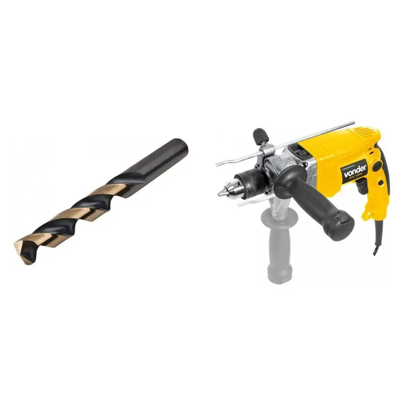 Kit Ferramentas MadeiraMadeira com Furadeira Impacto Reversível 1/2' 220V e Broca Aço 125 mm PLUS 387255