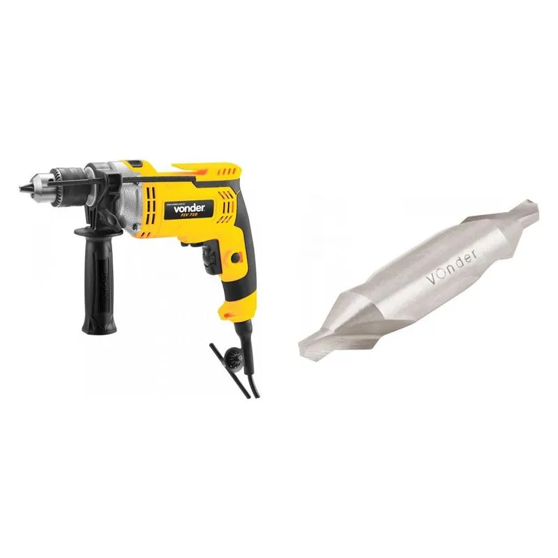 Kit Ferramentas MadeiraMadeira com Furadeira de Impacto 1/2 Polegadas 220V e Broca de centro 315mmx80mm 391309 Amarelo