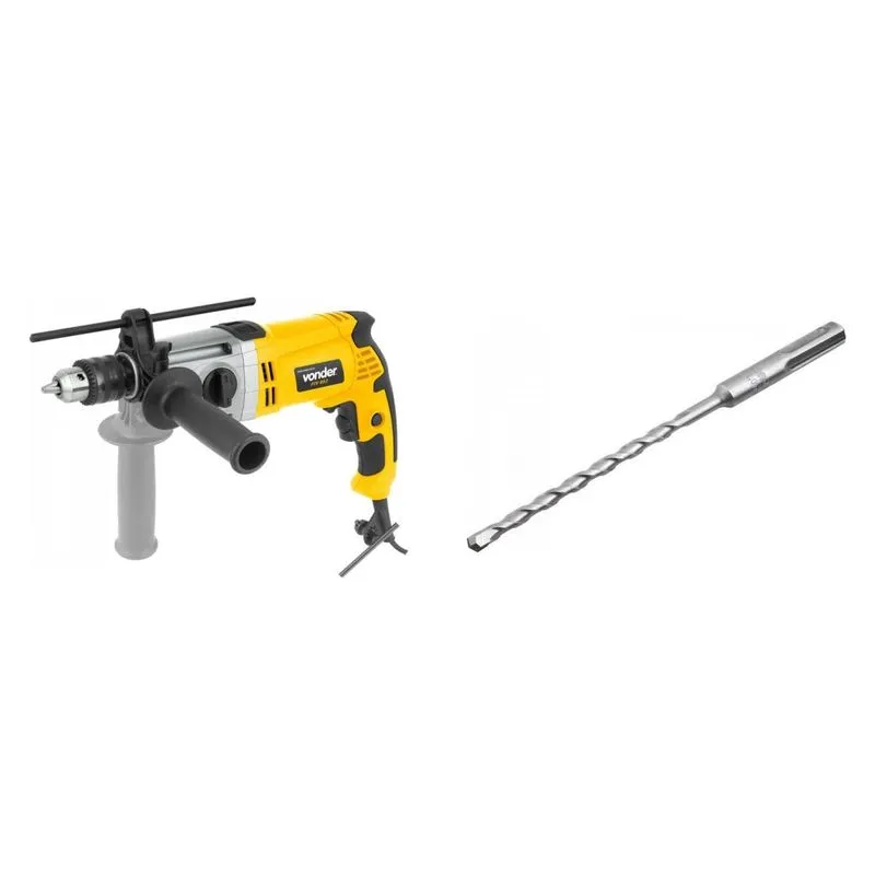 Kit Ferramentas MadeiraMadeira com Furadeira Impacto 1/2' 127V e Broca SDS PLUS 65 mm x 100 mm x 160 mm 386097