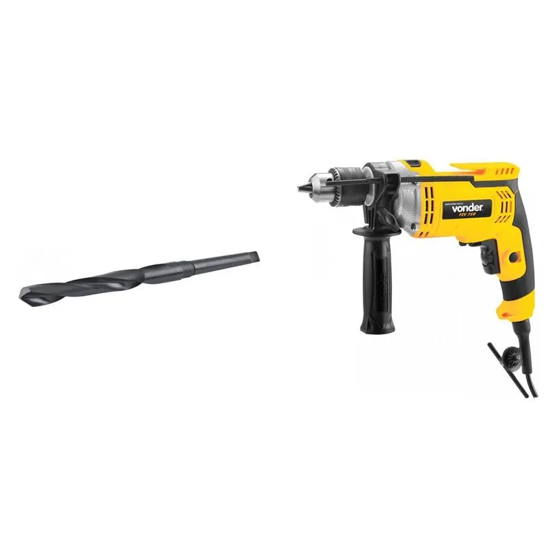 Kit Ferramentas MadeiraMadeira com Furadeira de Impacto 220V e Broca de Aço 190mm 388413 Amarelo