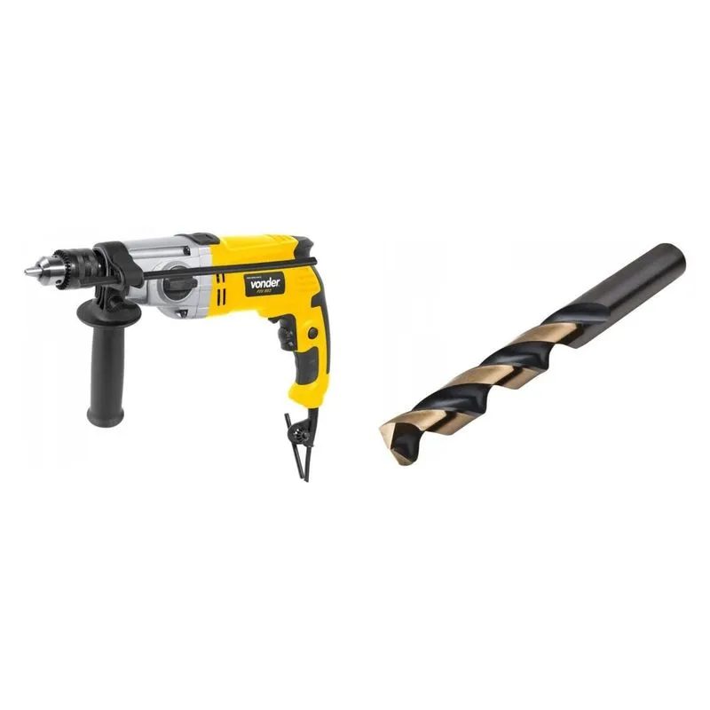 Kit Ferramentas MadeiraMadeira com Furadeira Impacto 1/2' 220V e Broca Aço 100 mm PLUS 386624