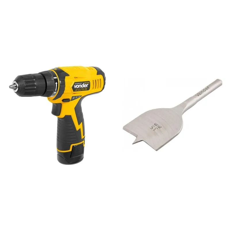 Kit Ferramentas MadeiraMadeira com Parafusadeira/furadeira e Broca Chata 350mm 385629 Amarelo