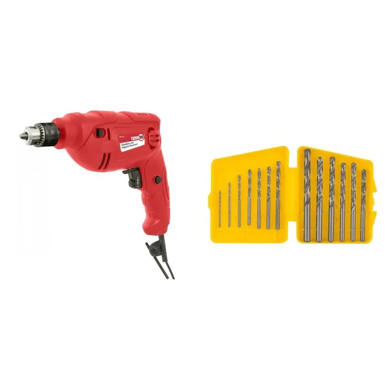 Kit Ferramentas MadeiraMadeira com Jogo de Brocas de Aço Rápido 15mm a 65mm e Furadeira com Impacto 3/8 Polegadas 127V 389942 Vermelho