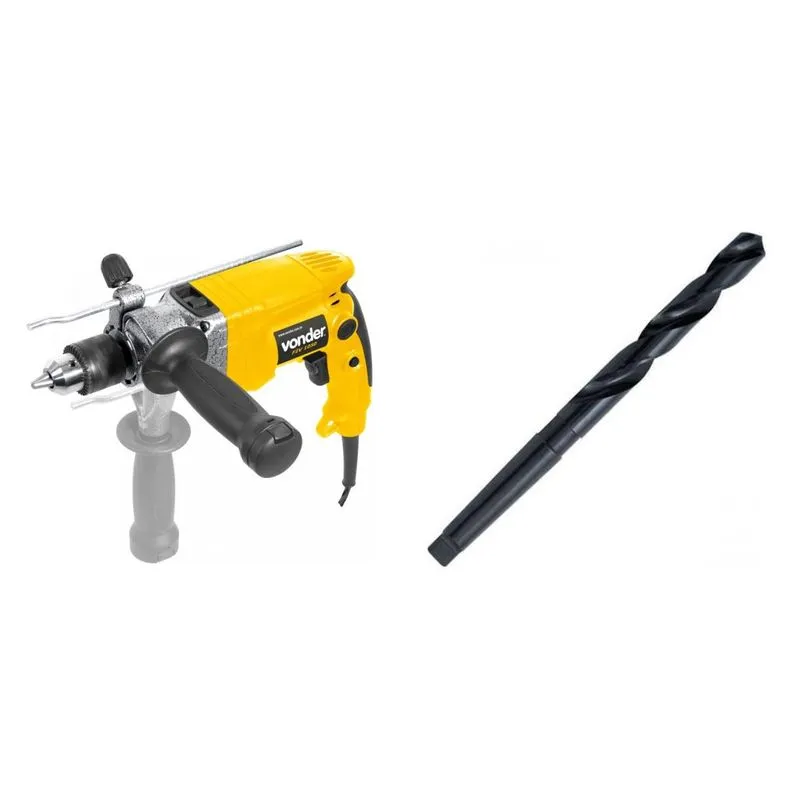 Kit Ferramentas MadeiraMadeira com Furadeira de Impacto 127V e Broca de Aço 200mm 388579 Amarelo