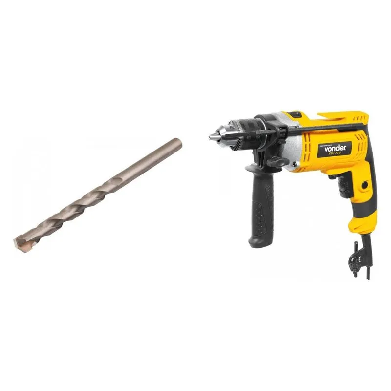 Kit Ferramentas MadeiraMadeira com Furadeira de Impacto 127V e Broca Multiuso 80mmx120mm 390817 Amarelo