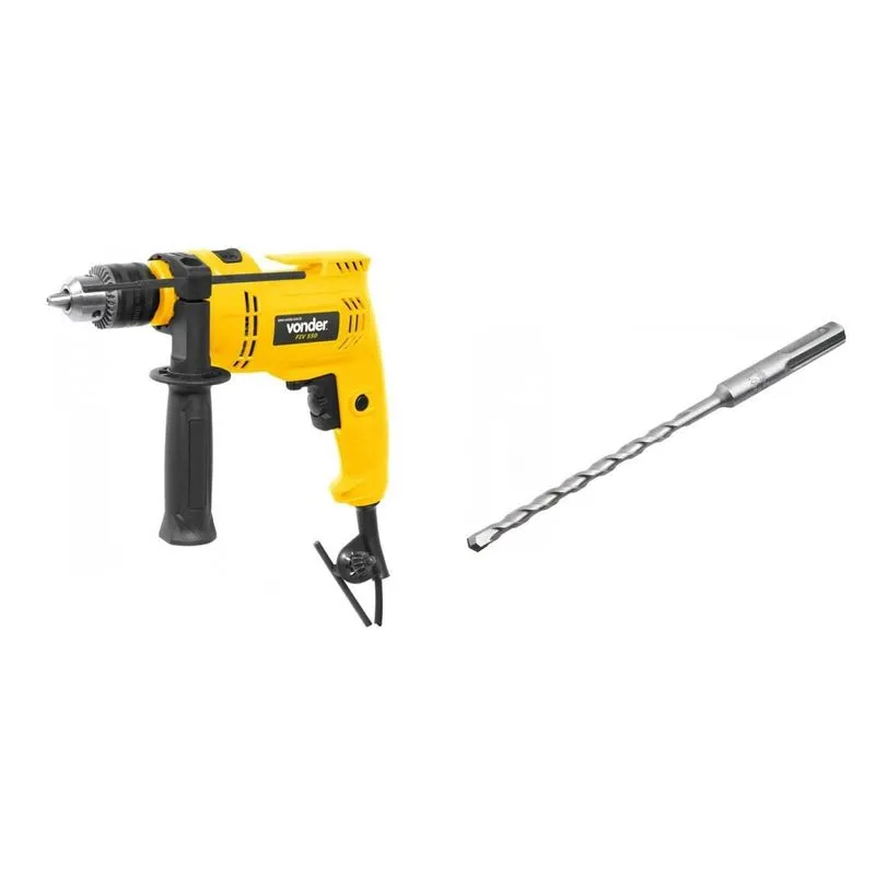 Kit Ferramentas MadeiraMadeira com Furadeira Impacto 1/2' 127V e Broca SDS PLUS 60 mm x 100 mm x 160 mm 386020