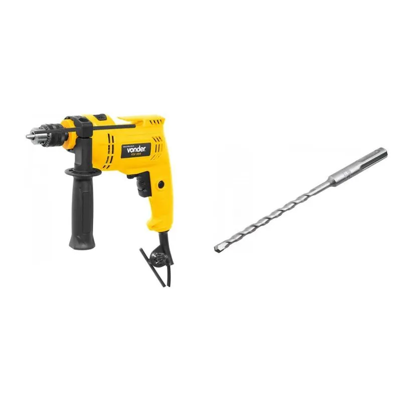 Kit Ferramentas MadeiraMadeira com Furadeira Impacto 3/8' 127V e Broca SDS PLUS 80 mm x 150 mm x 210 mm 386150