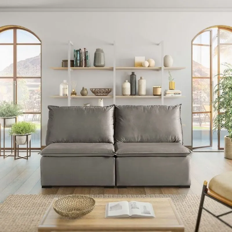 Sofá Modular Ibi 3 Lugares 170cm em Veludo CabeCasa MadeiraMadeira Cinza