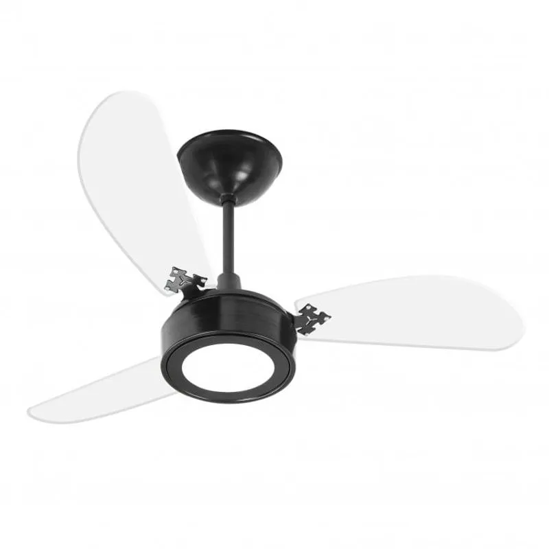 Ventilador de Teto LED 6000k 220V New Cristal Venti Delta Preto/Transparente