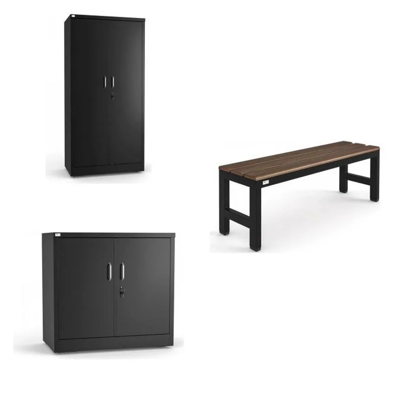 Armários 170x90x47cm, 87x90x47cm, para Escritório e Banco em Aço Isma Preto e Marrom