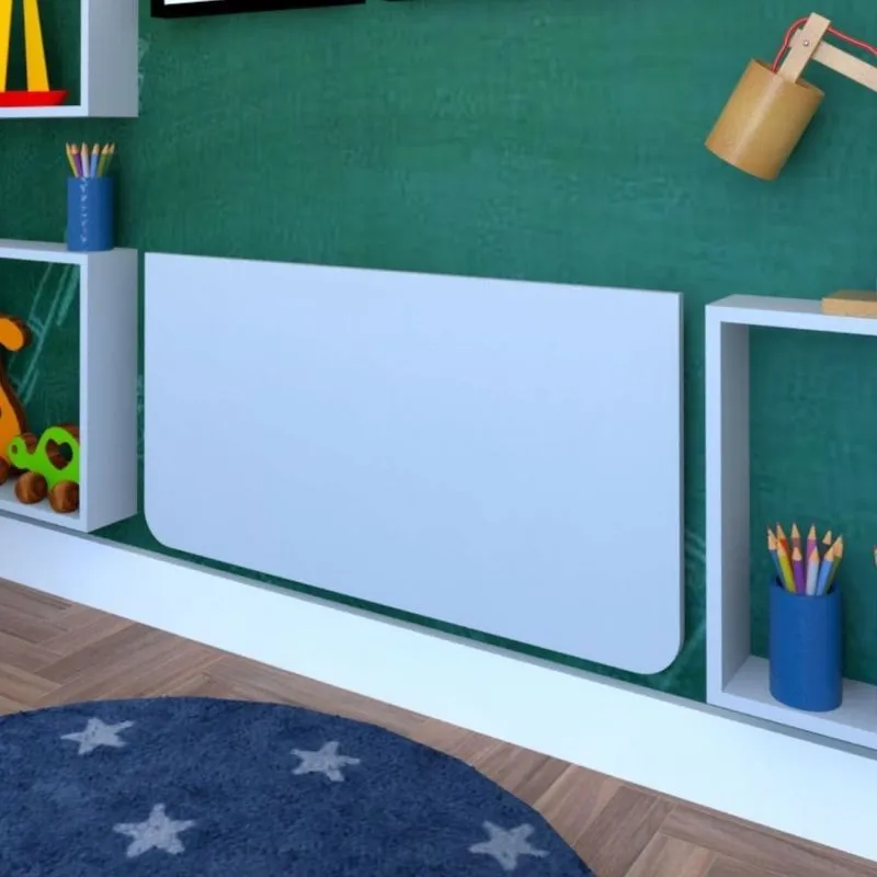 Mesa Infantil Dobrável 80Cm Com Canto Arredondado Bramov Móveis Cinza Cristal