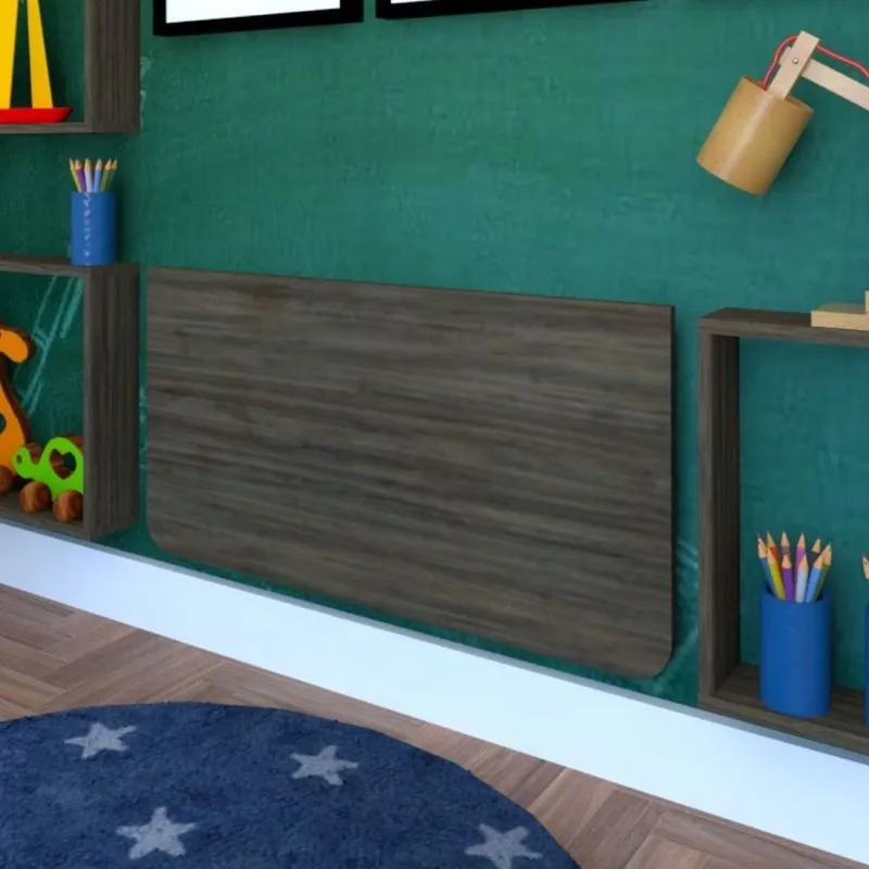 Mesa Infantil Dobrável 80Cm Com Canto Arredondado Bramov Móveis Ameixa Negra