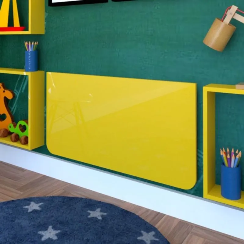 Mesa Dobrável 80cm com Canto Arredondado Bramov Móveis Amarelo
