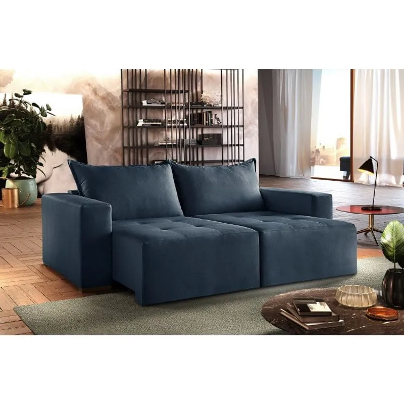 Sofá 3 Lugares Retrátil e Reclinável 190cm Zara Estofados Azul Jolie