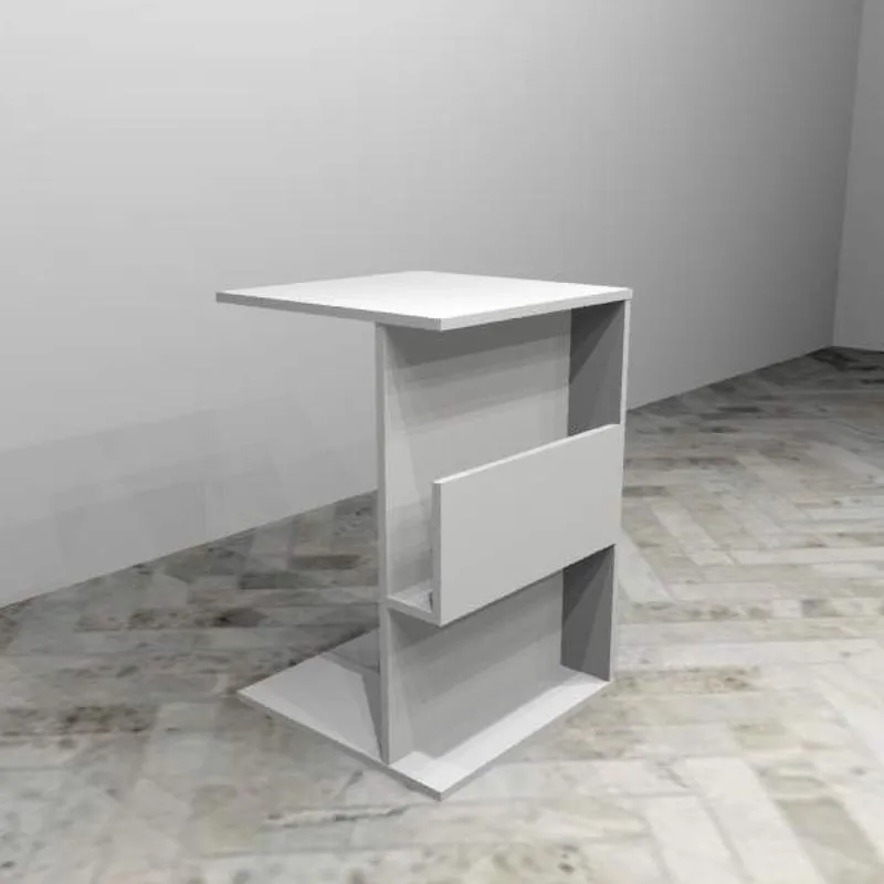 Mesa de Apoio em MDF 2 Prateleiras Uno Treuno Branco