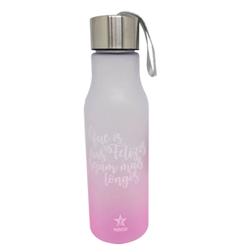Garrafa C/ Alça 600ml em Plástico Rio de Ouro-Rosa