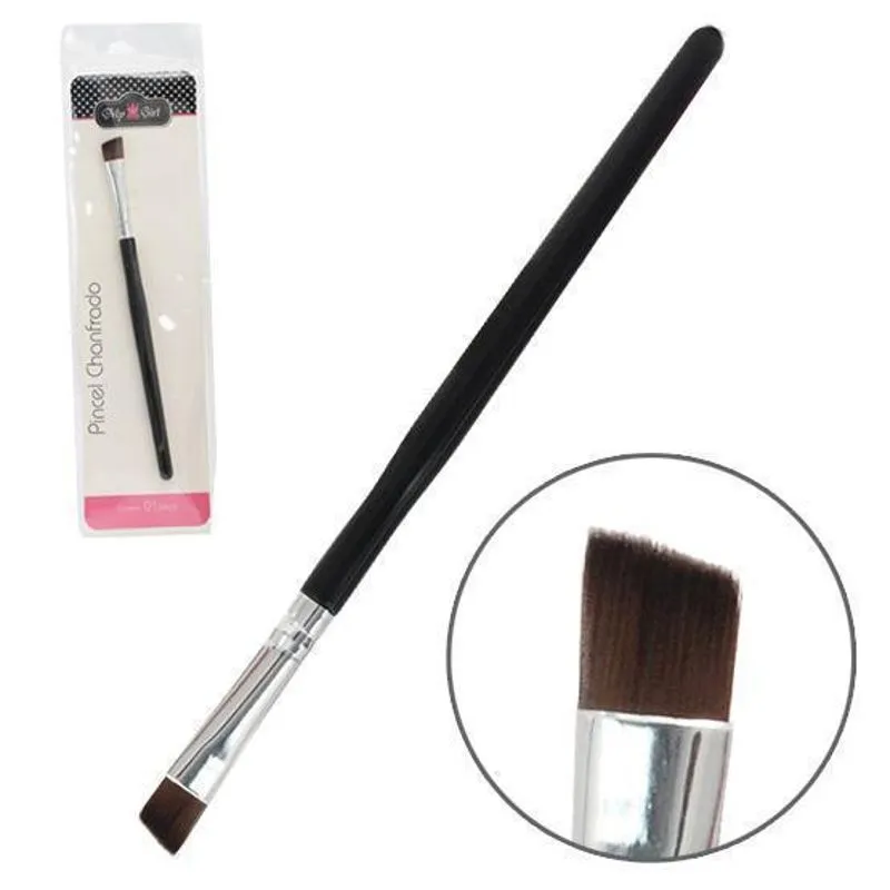 Pincel Para Make / Maquiagem Cabo Preto / Prata 13cm