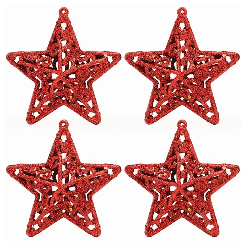 Enfeite Estrela Natalina 4 Peças 8cm em Plástico Fartex SORTIDOS