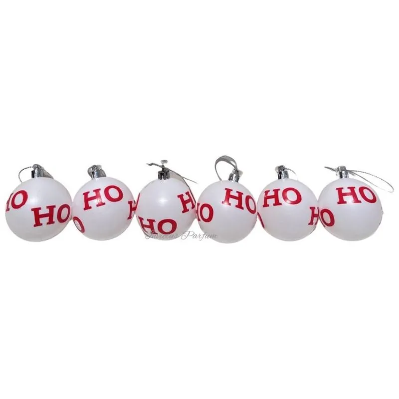 Bola De Natal Hohoho Branca Decorativa Kit Com 6 Unidades