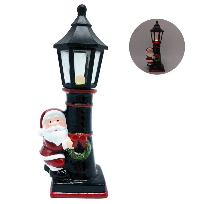 Enfeite Farol Papai Noel C/ LED 25x9,5cm em Cerâmica Fartex