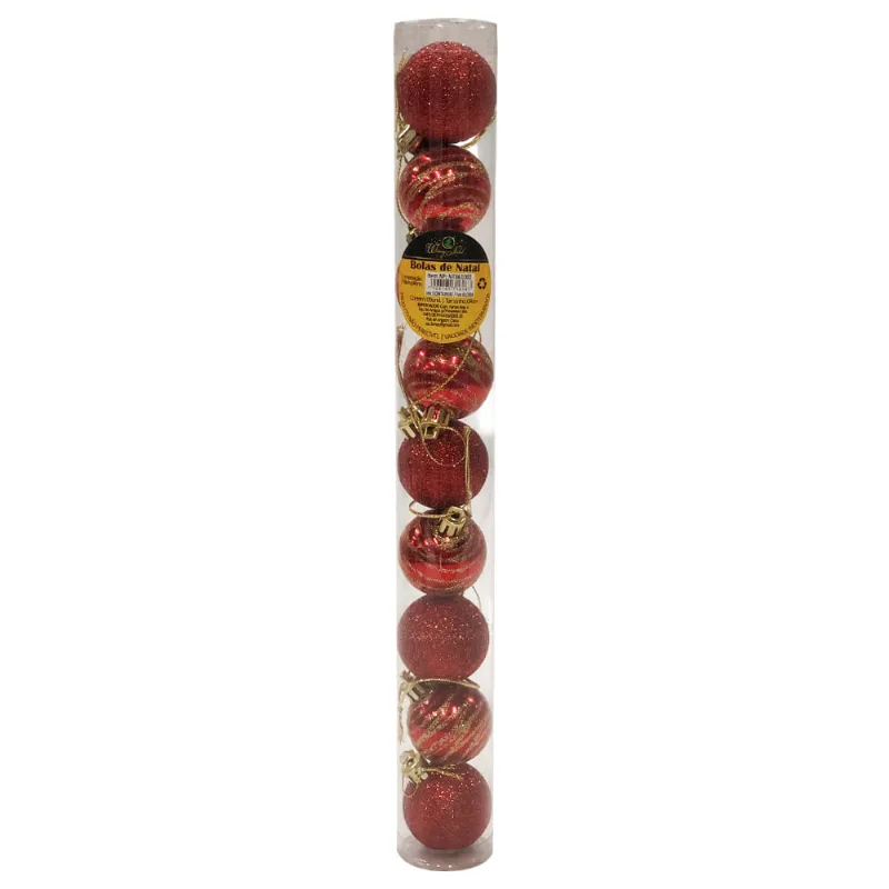 Kit Bola de Natal com 9 Peças 4cm Vermelha - Rio de Ouro