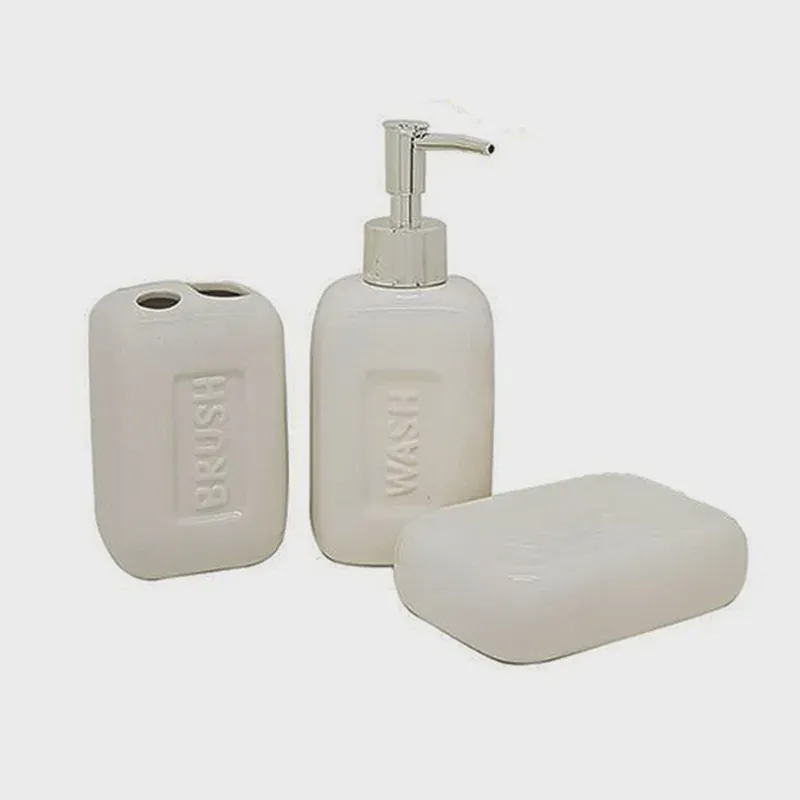 Kit de Banheiro 300ml Verona 3 pçs Branco CEA01001 - Wincy