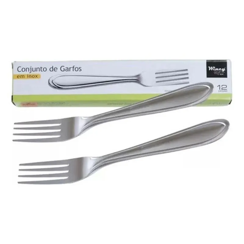 Conjunto De Garfos Aço Inox 12 Peças Talheres E Utensílios